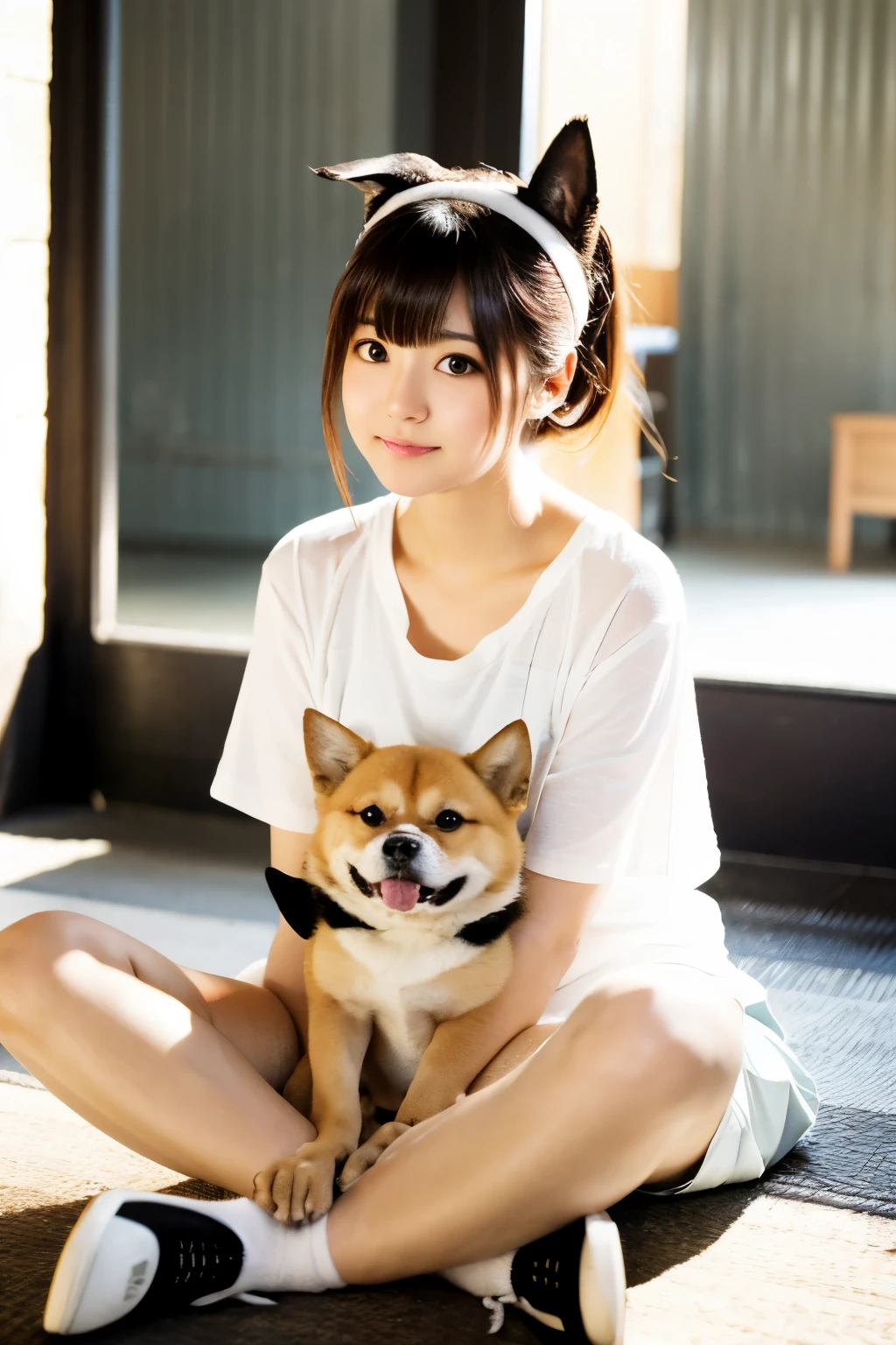 Shiba Inu anime style cute sitting