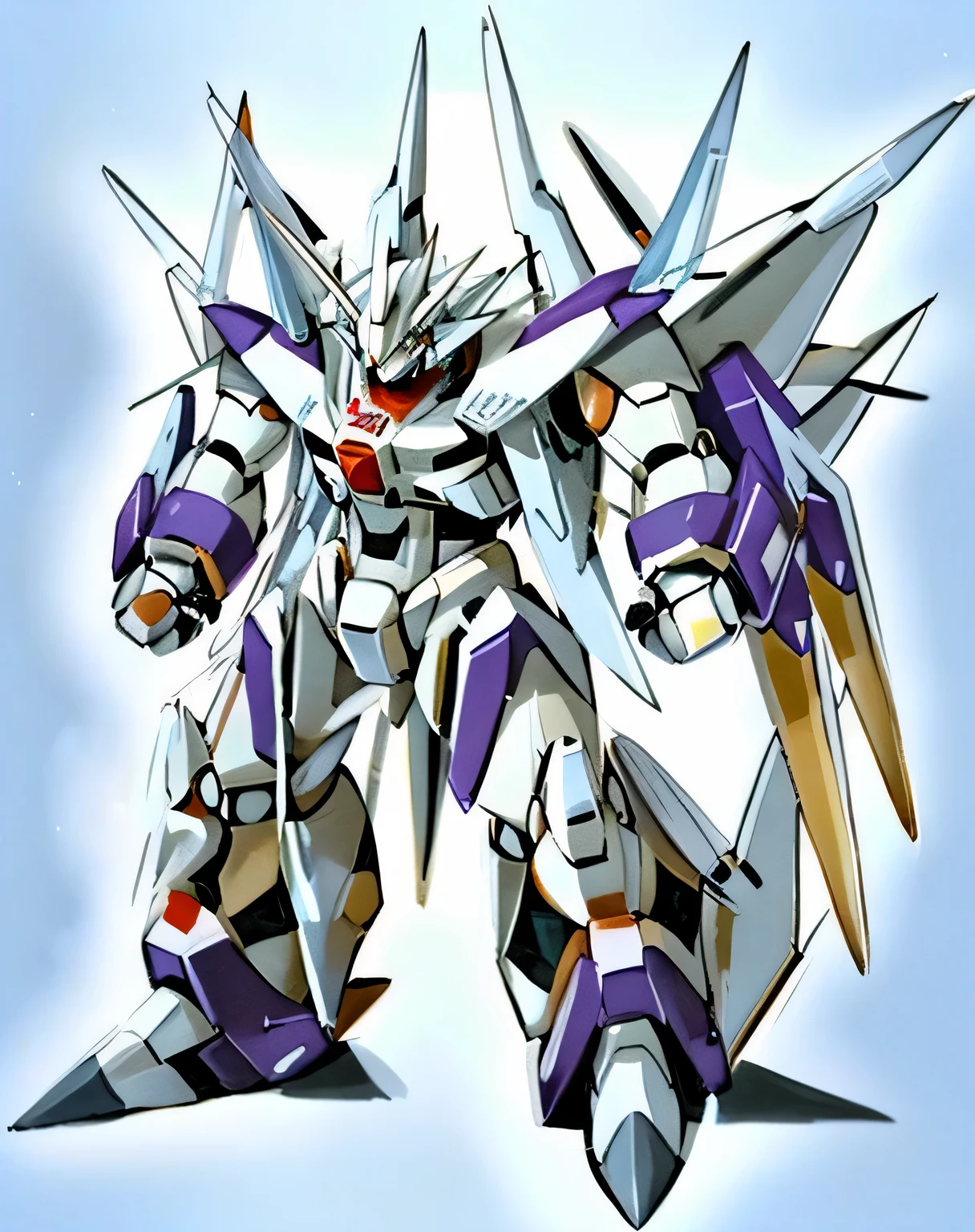 Close-up of a robot with a very long tail, Gundam Wing Armor, silver reflective armor, Extreme Gundam, Cool mech style, gundam armor, anime large mecha robot, akasuki voidstar, Mobile Suit, anime robotic mixed with organic, Gundam is shaped like a windmill, Gunnier, super machine war