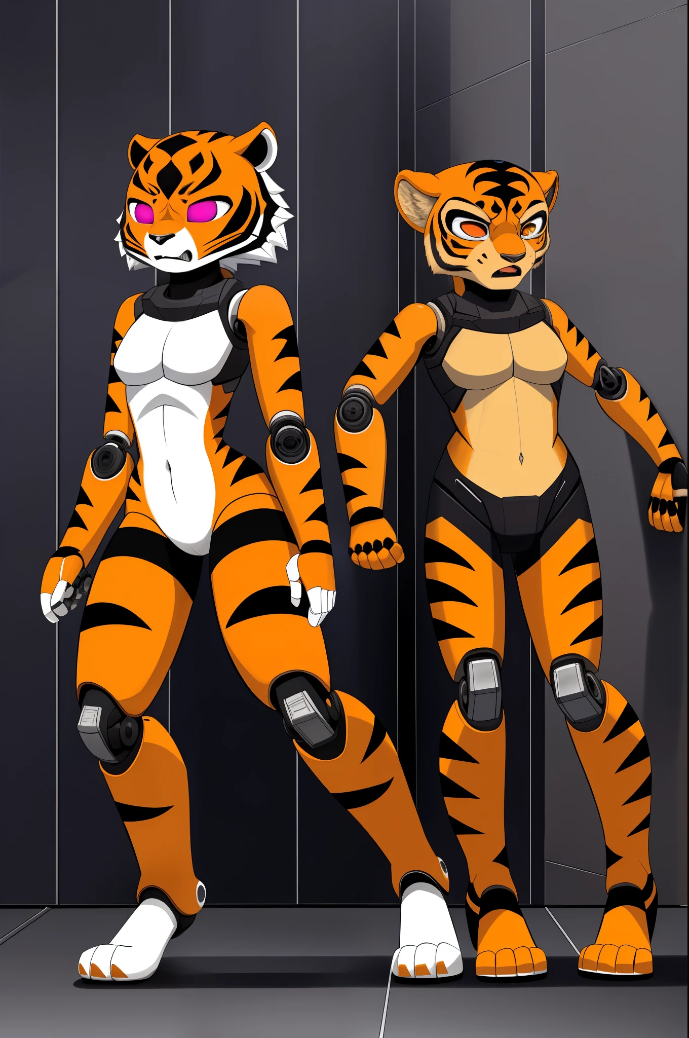 tigress, anthro, empty eyes, hypnotized, dazed, mind control, brainwashed, robot, full body