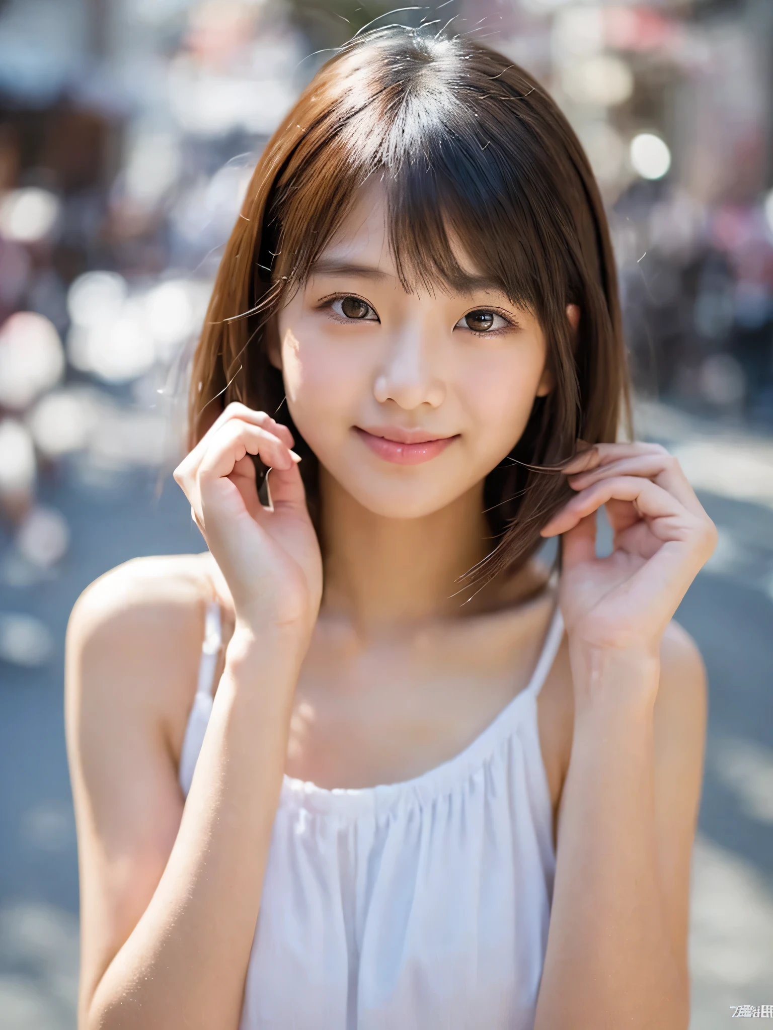short-hair、Full body like、A smile、Pose like a model。
