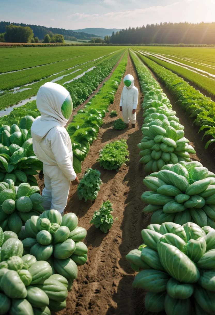 Alien farm life,Happy life of alien farmerotic crops,spacious farm,Manteau blanc