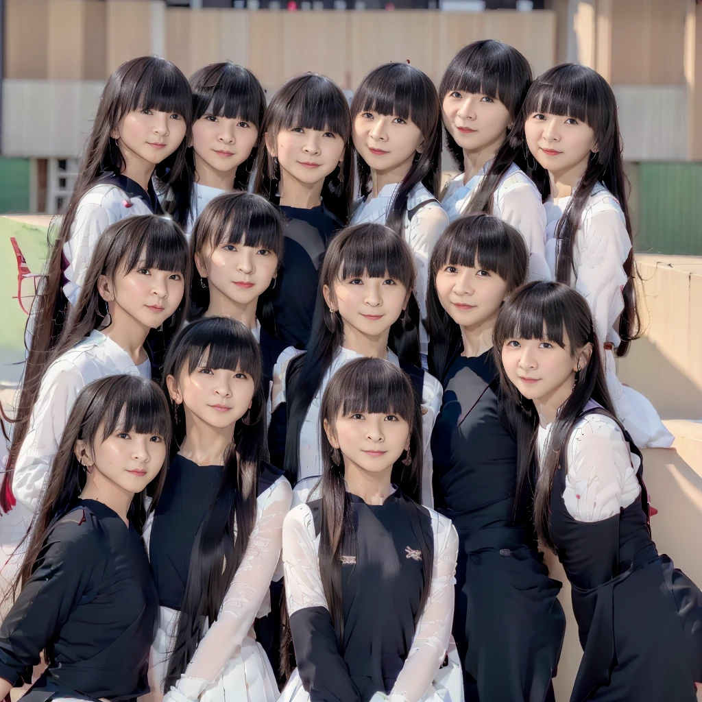 Raw photo、(((multiple girls))),((((6+girls)))),((((1000girls)))),(((10000girls)))、((((100000 girls))))、Women only、The same face、((matching school uniform))、(((Adhesion)))、12 years old、Long black hair、10,000 cute girls going to school、a smile、Commuting to school、School route、In the street、selfee、same person、(((A large group of people filling the area)))、(((A large group filling the horizon)))、a junior high school student