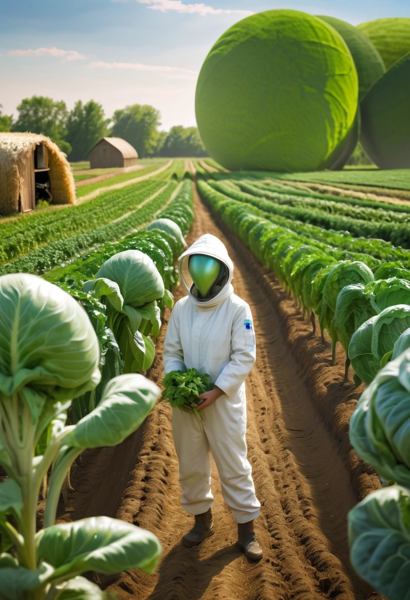 Alien farm life，Happy life of alien farmerotic crops，spacious farm，Manteau blanc，Life scenes