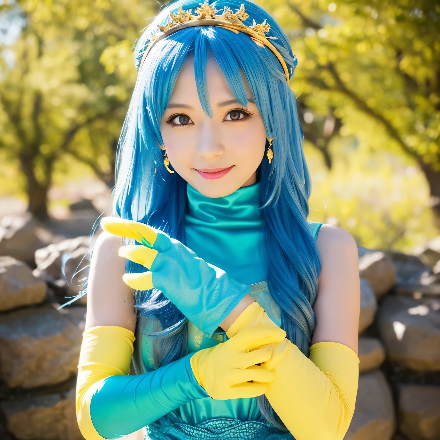 Dragon Quest Female Sage Blue Hair Long Hair Tiara Yellow Gloves Dragon Quest III Sage Cute Woman