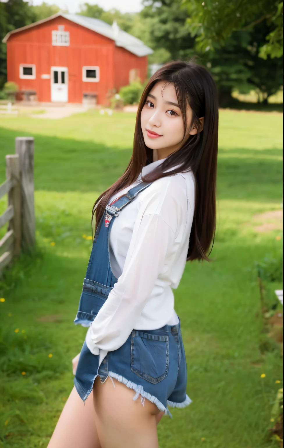Arab Asian woman wearing denim overalls posing in front of a barn, Korean Girl, beautiful young Korean Woman, beautiful south Korean Woman, gorgeous young Korean Woman, young Asian Girl, Korean Woman, beautiful Asian Girl, jaeyeon nam, Asian Girl, Choi Hong Hwa, Chinese girl, Young Pretty Gravure Idol, Jinyoung Shin, high quality picture