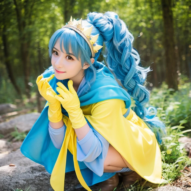 Dragon Quest Female Sage Blue Hair Long Hair Tiara Yellow Gloves Dragon Quest III Sage Cute Woman White Costume Blue Cloak Yellow Boots Belgium