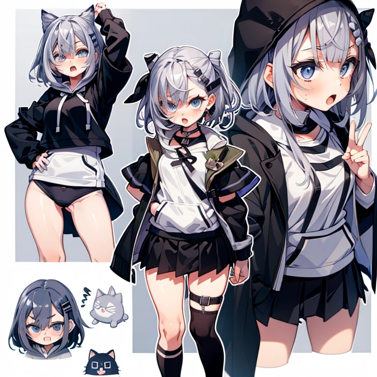 Hoodie, striped panties, toddler, shy, ahegao,