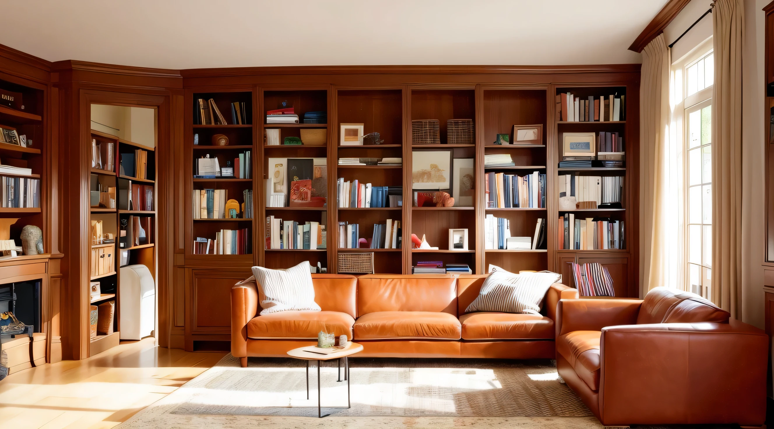 there is a couch and a book shelf in a living room, wall to wall bookcases, book shelves, bookshelves, bookshelf, books all over the place, book shelf small library, small library, tall ceiling, book shelf, book case, very tall ceilings, tall ceilings, interior of a living room, high ceiling, shelves, low ceiling, high ceilings