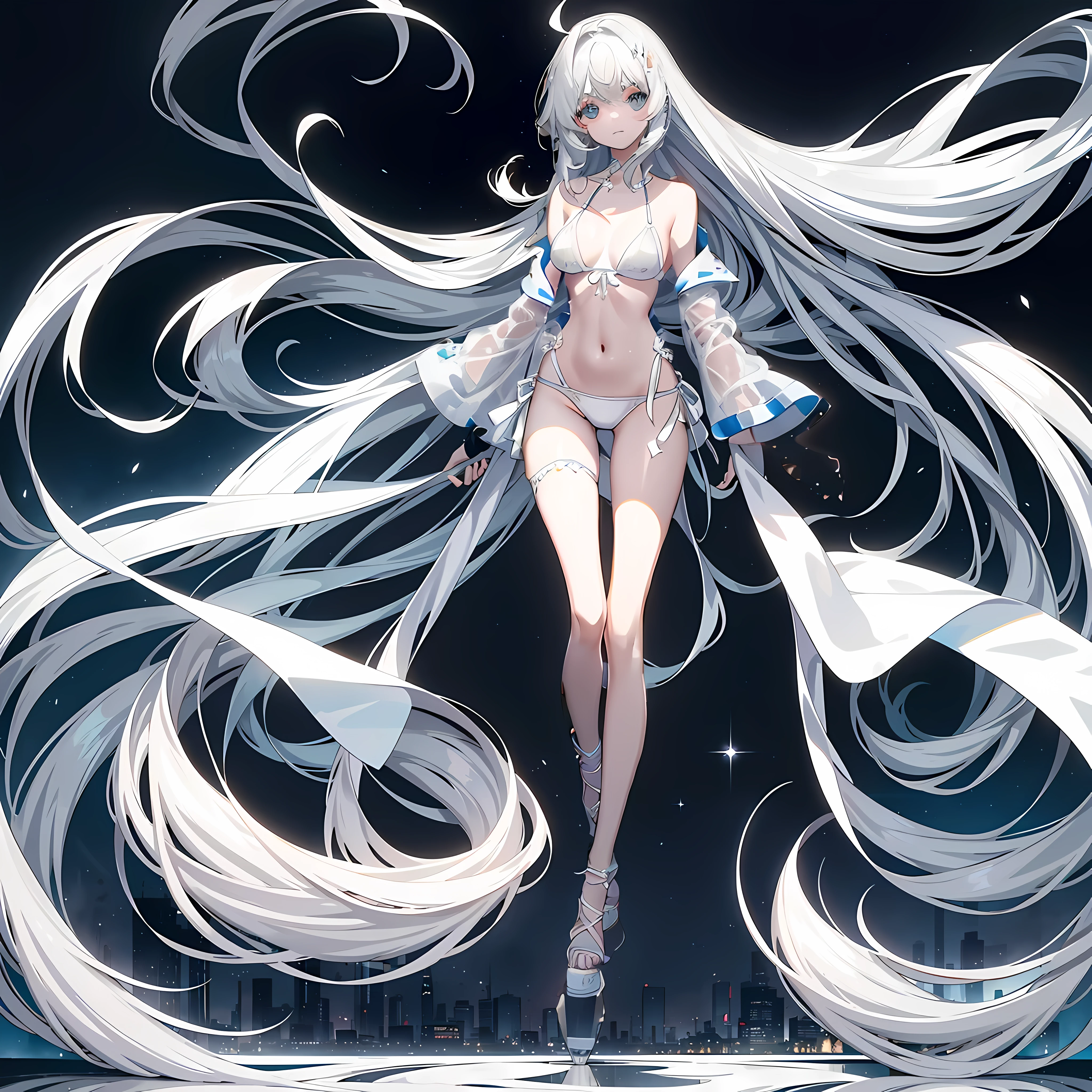 Change clothes into white see-through bikini