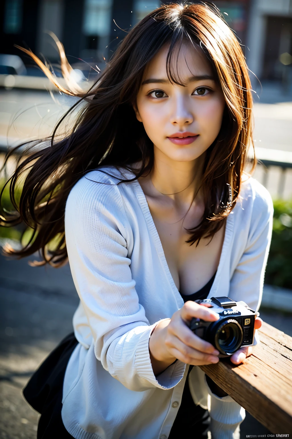 (realistic, photo-realistic:1.37),(8k, RAW photo, best quality, masterpiece:1.2), cute, ultra-detailed,heart-shaped pupils,physically-based rendering, ultra high res, kodakvision color, shot on Arricam LT Camera, bokeh, sharp focus,
looking at viewer,photorealistic,realistic, solo, photorealistic, best quality,extremely detailed face,extremely detailed eyes and face, beautiful detailed eyes,absurdres, incredibly absurdres,haunting smile,Messy hair, floating hair, ,