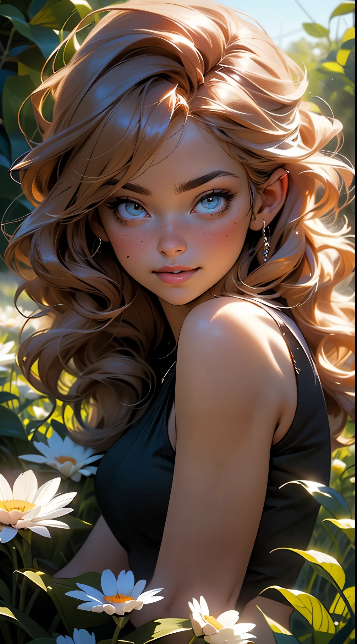 melancholy lighting, quiet, calm, brightness, masterpiece, best quality, 1girl, (JinxLol:1.2), (ultra photorealistic:1.3), (masterpiece:1.4), best quality, ((realistic)), high quality, ultra detailed, ((Real image)), ((realistic skin)), ((realistic face)),(illustration:1.05), (beautiful:1.05), (beautiful detailed eyes:1.05), (cinematic light:1.1), Full body, precise proportions, 18-year-old girl, skinny model lying on the grass, surrounding garden, tree shadow, hair fluttering in the wind, COLORFUL CLOTHING, long legs, slightly open feet, buttocks, blush, shyness, collarbone, abdominals, double weave, beautiful and delicate face, fair skin, real skin, (face detail), pores, super high resolution, 8k, parameters Best quality, masterpiece, super high resolution, (Realistic 2.0), More details, detailed skin, wide smile, white teeth, voluminous curly hair, perfect and well designed eyes, girlfriend, beautiful, beautiful, flowers, studio lighting