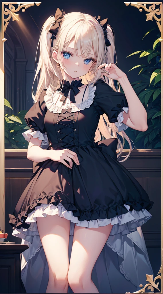 ((screw))(No pants,)(Love juice and crotch ,Not wearing pants)(masutepiece, Best Quality:1.2), 8K, 85 mm, Official art, Raw photo, absurderes, Platinum Blonde Hair, (Blue eyes, Lolita Fashion, sweetlolita, Gothic, Dress:1.2), Idol face, Upper body, Beautiful Girl, gardeniass, Copenhagen, Short sleeve, Elegance, Sophisticated, gardenia, Looking at Viewer, Film grain, chromatic abberation, Sharp Focus, face lights, Dynamic lighting, Cinematic lighting, embarassed expression, (((tucking up the skirt、,)))、Beautiful and perfect legs, Clean and perfect hands