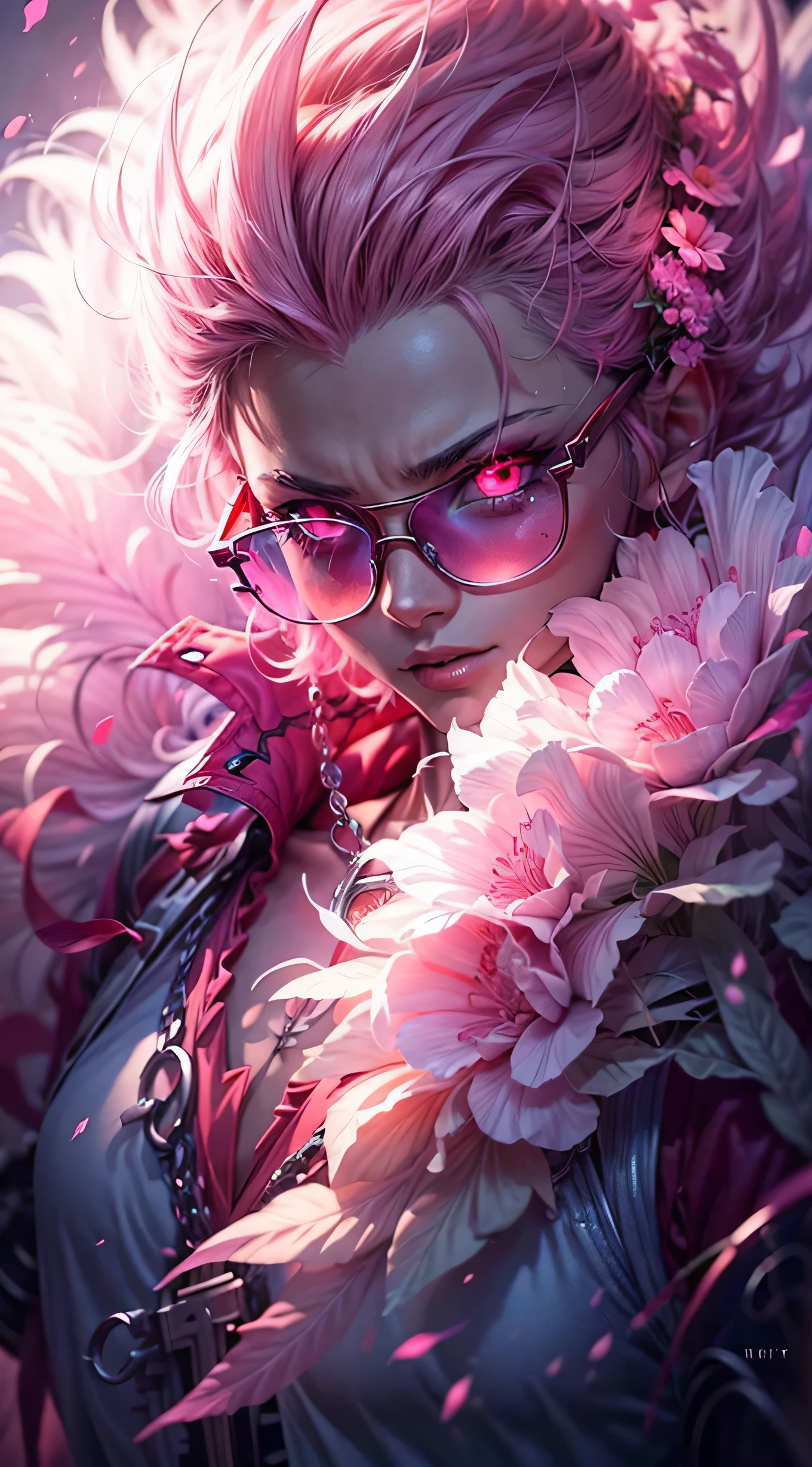anime man , anime man art, pink hair, glasses, pink eyes, pink hair, pink hair, pink eyes, pink hair, pink hair, pink hair, pink, detailed digital anime art, detailed key anime art, clean detailed anime art, anime epic artwork, 4 k manga wallpaper, key anime art, anime art wallpaper 4k, anime art wallpaper 4 k