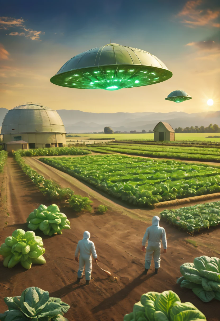 Alien farm life，Happy life with alien crops，spacious farm，(Life scenes:1.5)