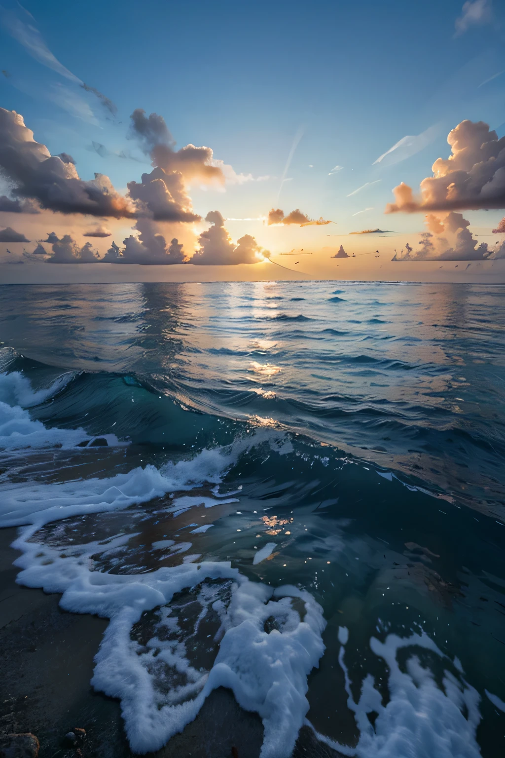 Beautiful Caribbean sunrise against a pristine blue sea