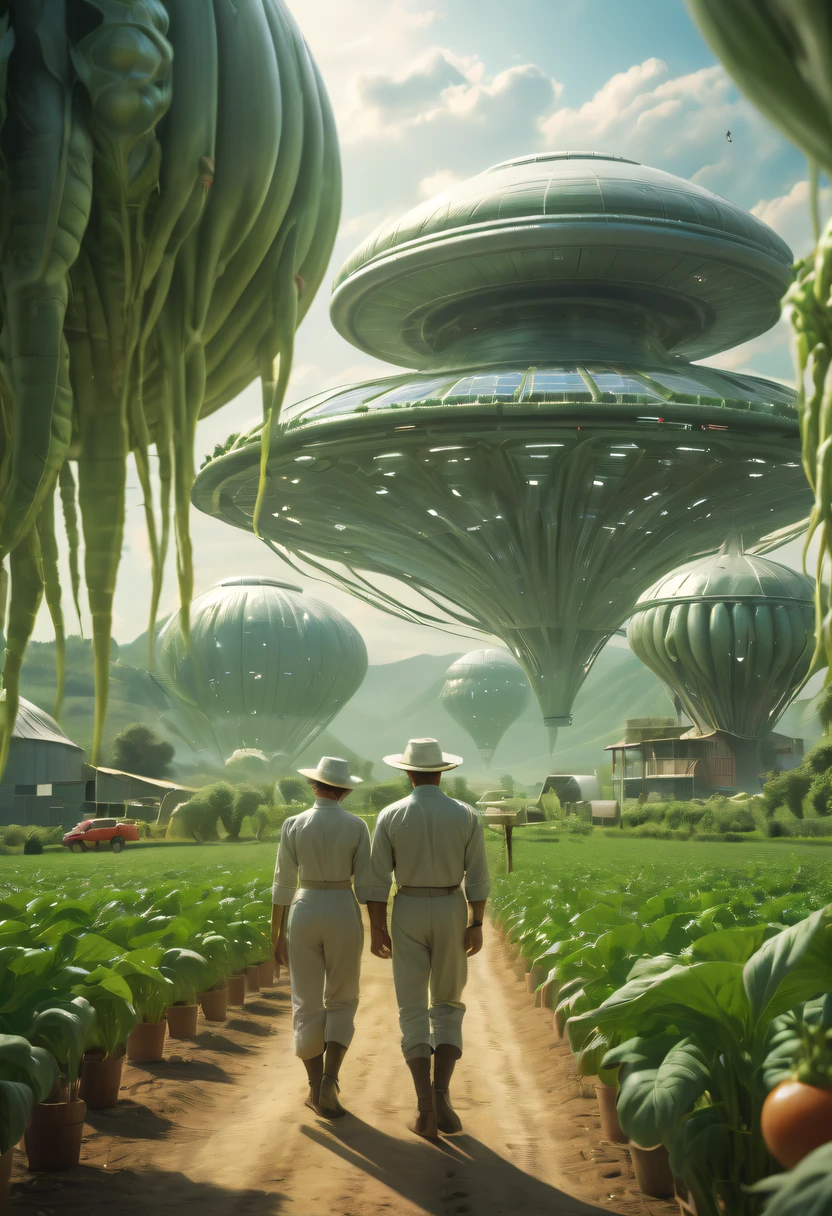 Alien farm life,Live a happy life with exotic crops,spacious farm,(Life scenes:1.5)