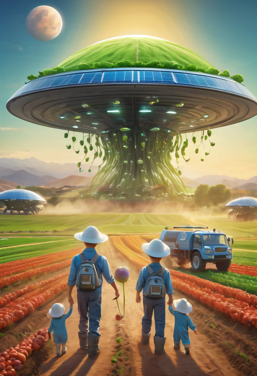 Alien farm life,Happy family life with alien crops,spacious farm,family life scenes