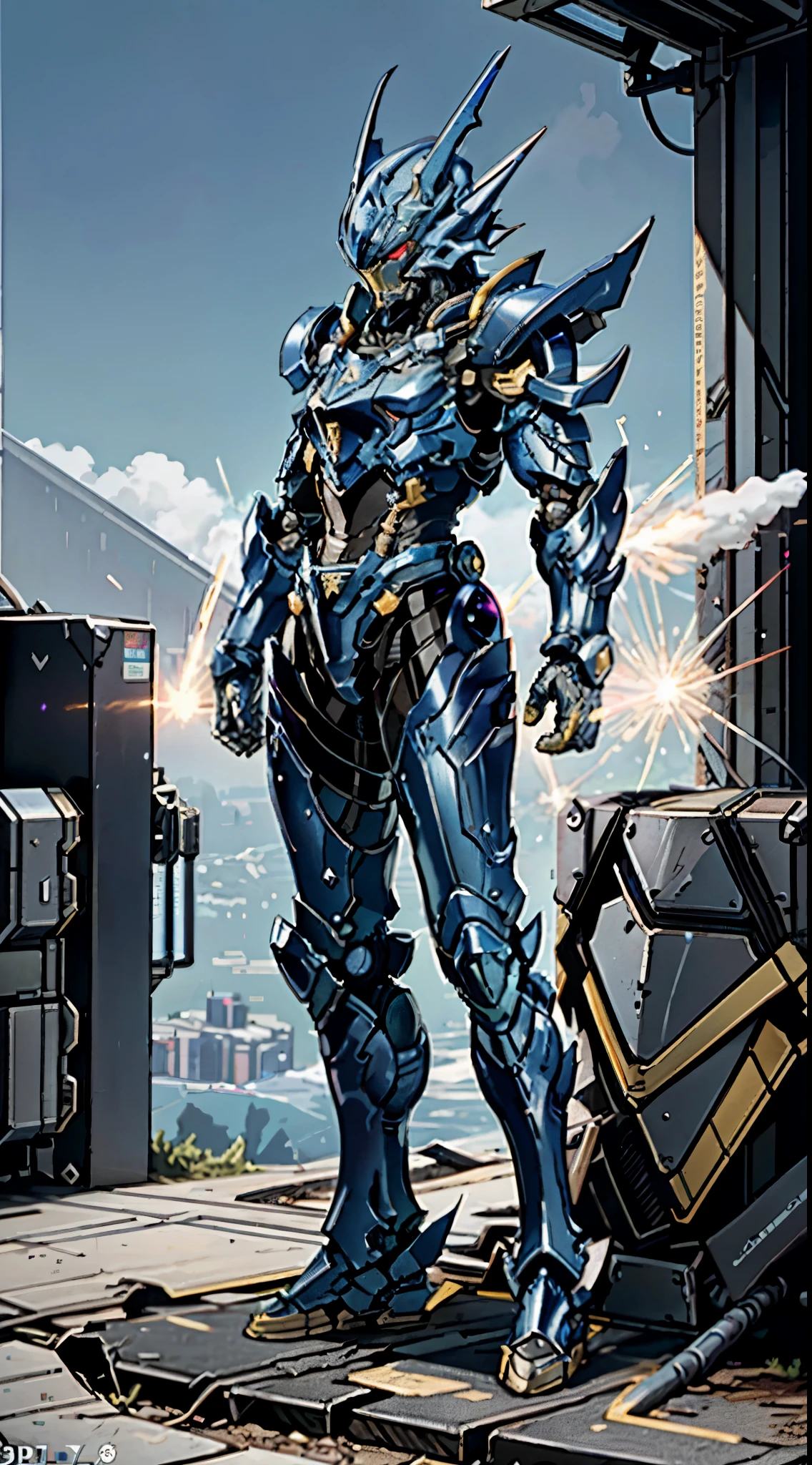 A high-tech combat armor suit inspired by Godzilla concept, Godzilla concept biotech battle armor, High-tech armored suits, psychedelic details, BiophyllTech, add electric power around, A bio-sensitive high-tech battle armor suit infused with Godzilla characteristics, The angular design on the body is illuminated and the display is charging, energy waves, Energy particles, octane render, unreal engine 5, high definition, best quality, highres, ultra-detailed, fantasy, Ultra-complex design, ultra-fine painting, extremely delicate, professional, perfect images quality, realistic, sure real, creativity, RAW photo, UHD, 32k, Natural light, cinematic lighting, best shadow, anatomically correct, masterpiece-anatomy-perfect, masterpiece:1.5
