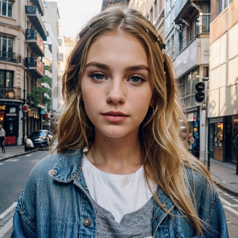 London girls, beide blauen Augen, one girl is blonde, Overweight girl is brunette, brunette with white stripes, The brunette hair is curly, The brunette girl has skinny ones, hochgezogene Augenbrauen, Blonde girl has normal thin eyebrows, Haut schlecht und mit ein paar kleinen Pickeln, beautiful friends, Blonde girl has freckles,
The blonde girl&#39;Die Haare sind glatt, The brunette girl&#39;s Haare sind lockig, Blonde girl wears red lipstick, The brunette girl has natural lips, Both girls are slim. The brunette girl has a vintage clothing style, The blonde girl has a street clothes style, Blonde girl wears oversized clothes, Nike-Schuhe, Vans, 
Blonde girl has earrings, Brunette girl with white stripes has a nostril piercing, 
Harmonie, Musik, aesthetic, Natural makeup, nicht viele schminken sich,