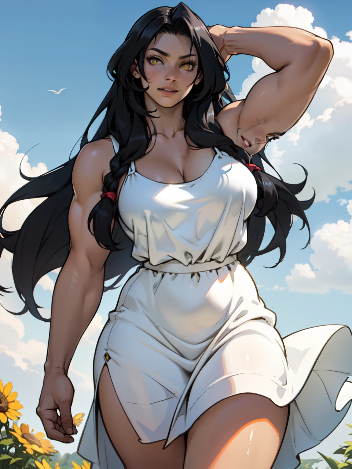 muscular huge breasts thick sunny sky clouds black hair yellow eyes sundress black hair yellow eyes pale skin solo joyful long straight hair long straight hair long straight hair long straight hair long straight hair long straight hair long straight hair long straight hair long straight hair