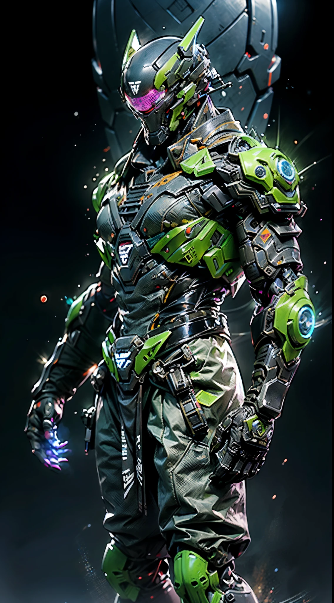 A high-tech combat armor suit inspired by Godzilla concept, Godzilla concept biotech battle armor, High-tech armored suits, psychedelic details, BiophyllTech, add electric power around, A bio-sensitive high-tech battle armor suit infused with Godzilla characteristics, The angular design on the body is illuminated and the display is charging, energy waves, Energy particles, octane render, unreal engine 5, high definition, best quality, highres, ultra-detailed, fantasy, Ultra-complex design, ultra-fine painting, extremely delicate, professional, perfect images quality, realistic, sure real, creativity, RAW photo, UHD, 32k, Natural light, cinematic lighting, best shadow, anatomically correct, masterpiece-anatomy-perfect, masterpiece:1.5