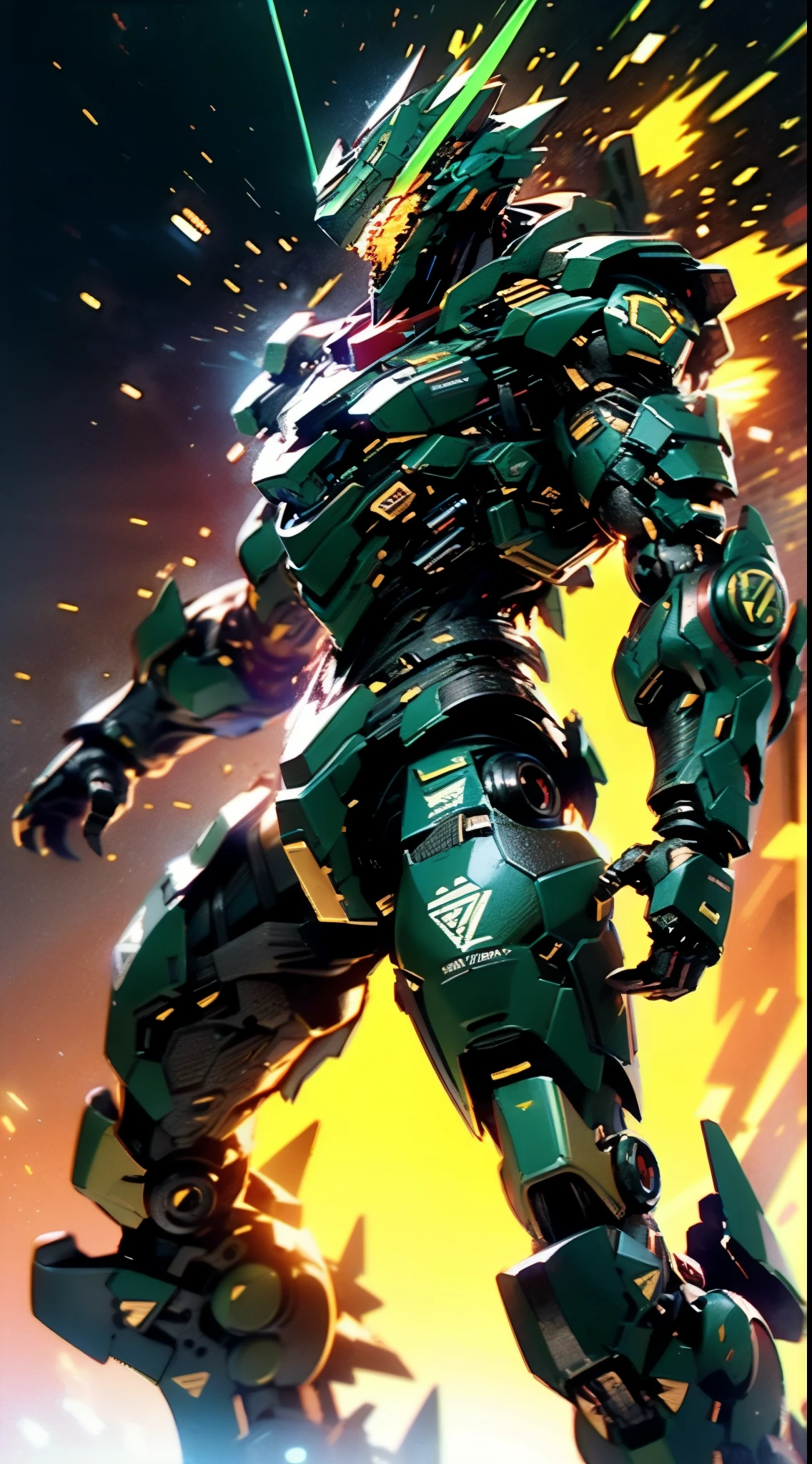 A high-tech combat armor suit inspired by Godzilla concept, Godzilla concept biotech battle armor, High-tech armored suits, psychedelic details, BiophyllTech, add electric power around, A bio-sensitive high-tech battle armor suit infused with Godzilla characteristics, The angular design on the body is illuminated and the display is charging, energy waves, Energy particles, octane render, unreal engine 5, high definition, best quality, highres, ultra-detailed, fantasy, Ultra-complex design, ultra-fine painting, extremely delicate, professional, perfect images quality, realistic, sure real, creativity, RAW photo, UHD, 32k, Natural light, cinematic lighting, best shadow, anatomically correct, masterpiece-anatomy-perfect, masterpiece:1.5