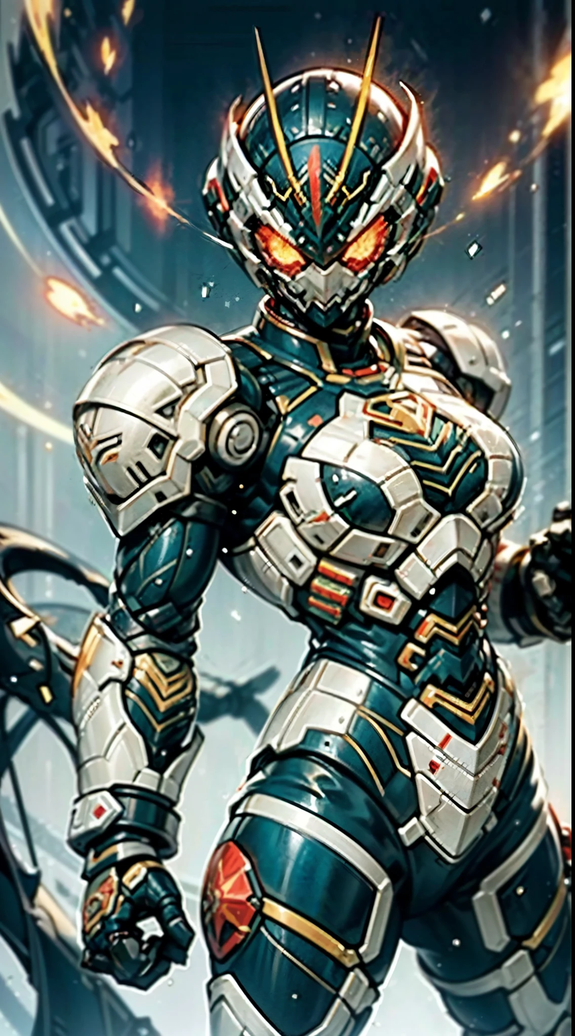 A high-tech combat armor suit inspired by Godzilla concept, Godzilla concept biotech battle armor, High-tech armored suits, psychedelic details, BiophyllTech, add electric power around, A bio-sensitive high-tech battle armor suit infused with Godzilla characteristics, The angular design on the body is illuminated and the display is charging, energy waves, Energy particles, octane render, unreal engine 5, high definition, best quality, highres, ultra-detailed, fantasy, Ultra-complex design, ultra-fine painting, extremely delicate, professional, perfect images quality, realistic, sure real, creativity, RAW photo, UHD, 32k, Natural light, cinematic lighting, best shadow, anatomically correct, masterpiece-anatomy-perfect, masterpiece:1.5