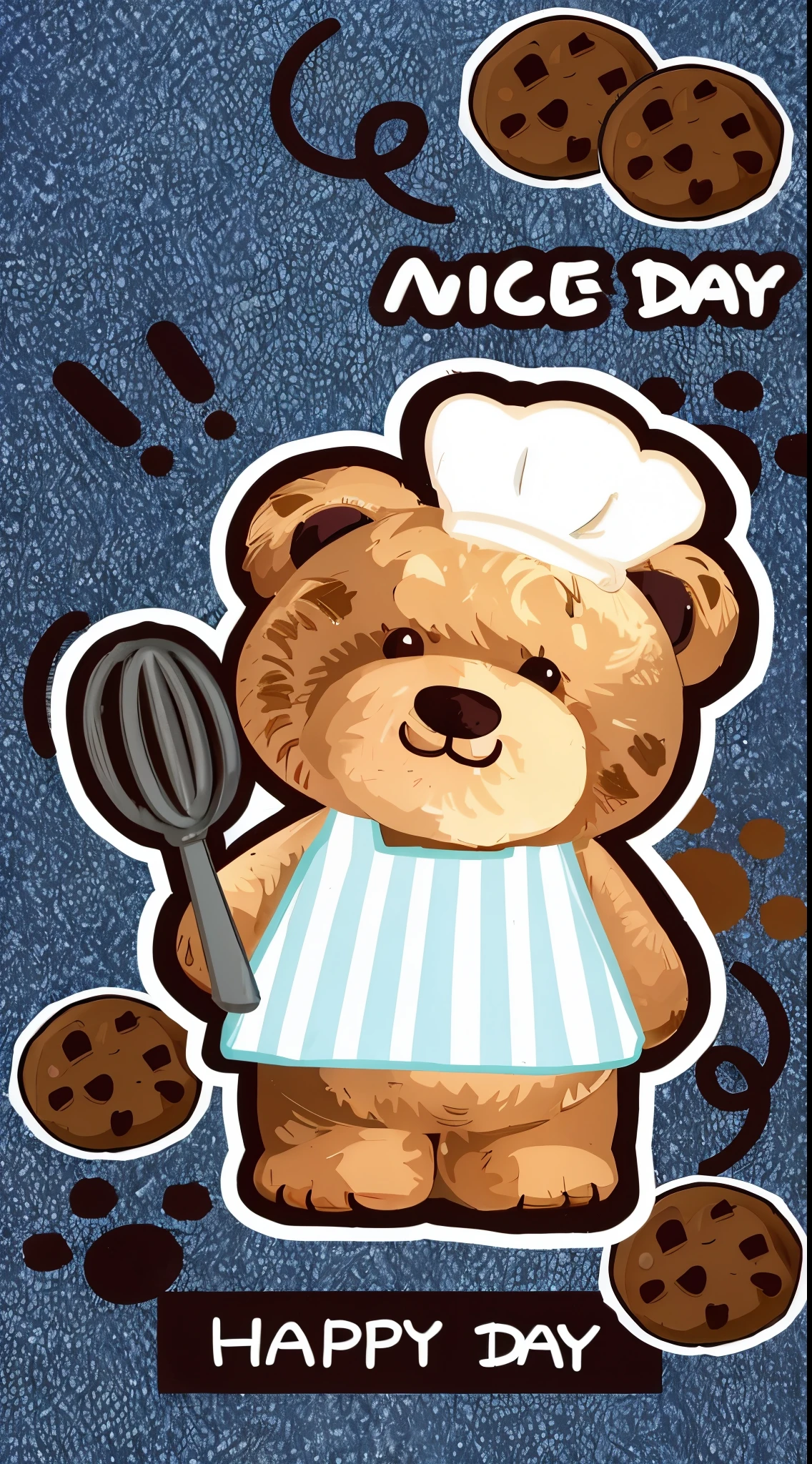 a close up of a toy bear wearing a chef hat and apron, baking artwork, teddy fresh, best cook, toy bear, telegraph stickers design, cute bakery shop, cooking a, chef platypus, Bake cookies, Mascot illustration, Stylized digital illustration, cooking a show, Food and crafts, 😃😀😄☺🙃😉😗, stickers illustrations, scaly bear