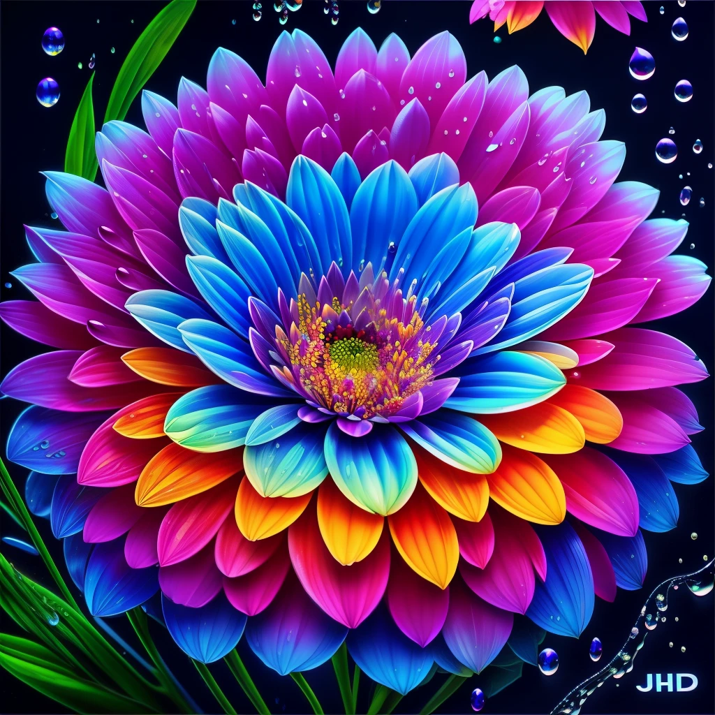 Close up of bunch of flowers with water droplets, a magical colorful flower, rich floral color, magical flowers, Vivid and rich colors, Colorful Alien Flora, colorful flower, Colorful flowers, Colorful HD Drip, Vivid and colorful, beautiful art uhd 4 k, beautiful and colorful, neon flowers, Strong and vibrant colors, colorful and vibrant, intricate vibrant colors