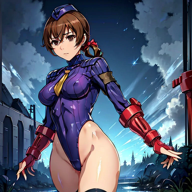 ultra-detailed, Explicit, Beautiful body, Beautiful Nose, Beautiful character design, perfect eyes, perfect face, ultra highres, 4K, beautiful legs, perfect legs, Nice hands, Perfect hand, Masterpiece, Best Quality, Highly detailed, illustration, absurdres, street fighter, doll suit, shadaloo doll, dollsuit, girls, multiple girls, expressionless, blank eyes, looking at viewer, red gloves, emotionless, black latex, corrution, mind control, female combatant, full body, hypnotized, unhappy trance, full body suit, ribbed bodysuit, both arms at side, stand up straight, obey, perfect female body, extremely glossy latex, hypnosis, hypnoLora, empty eyes, Mind control device, poses, brainwashed, submissive_pose, Slave, hat, necktie, stand up straight, standing, standing at attention, belt, latex, garter belt, thighhighs Menjou hare, low twin tails, guilty crown,  brown hair, long hair,