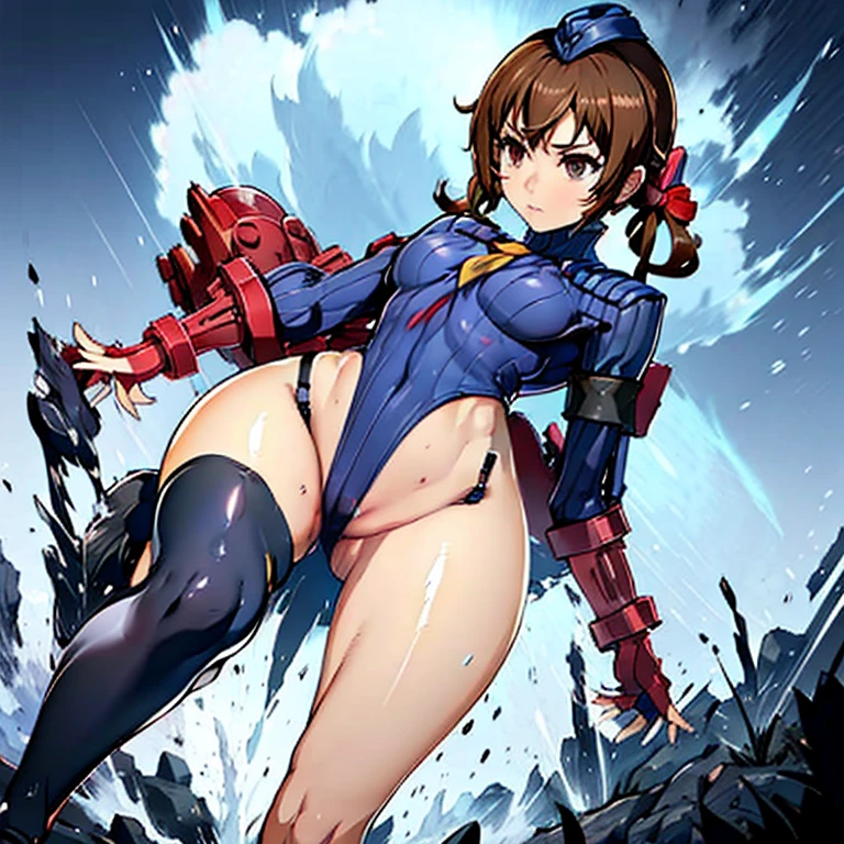 ultra-detailed, Explicit, Beautiful body, Beautiful Nose, Beautiful character design, perfect eyes, perfect face, ultra highres, 4K, beautiful legs, perfect legs, Nice hands, Perfect hand, Masterpiece, Best Quality, Highly detailed, illustration, absurdres, street fighter, doll suit, shadaloo doll, dollsuit, girls, multiple girls, expressionless, blank eyes, looking at viewer, red gloves, emotionless, black latex, corrution, mind control, female combatant, full body, hypnotized, unhappy trance, full body suit, ribbed bodysuit, both arms at side, stand up straight, obey, perfect female body, extremely glossy latex, hypnosis, hypnoLora, empty eyes, Mind control device, poses, brainwashed, submissive_pose, Slave, hat, necktie, stand up straight, standing, standing at attention, belt, latex, garter belt, thighhighs Menjou hare, low twin tails, guilty crown, brown hair, long hair, Fighting stance, fist, punch