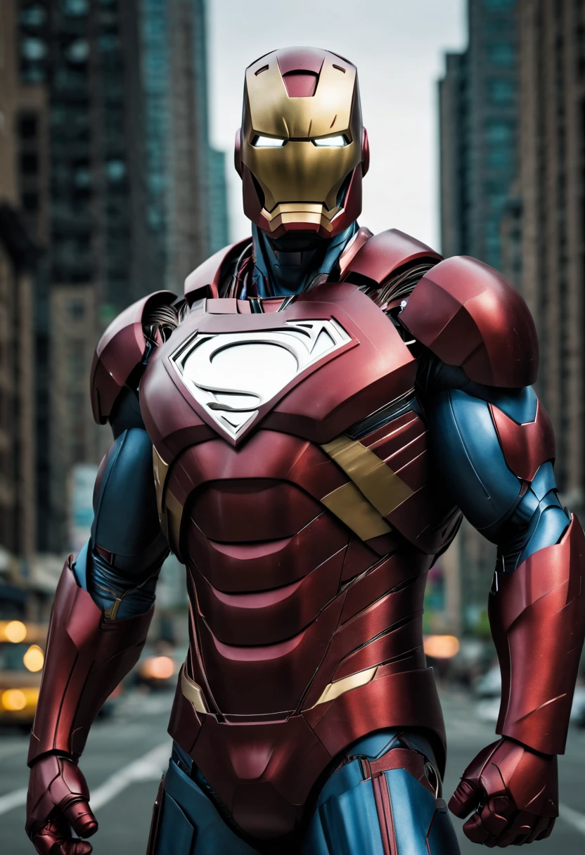 superman with an iron-man helmet