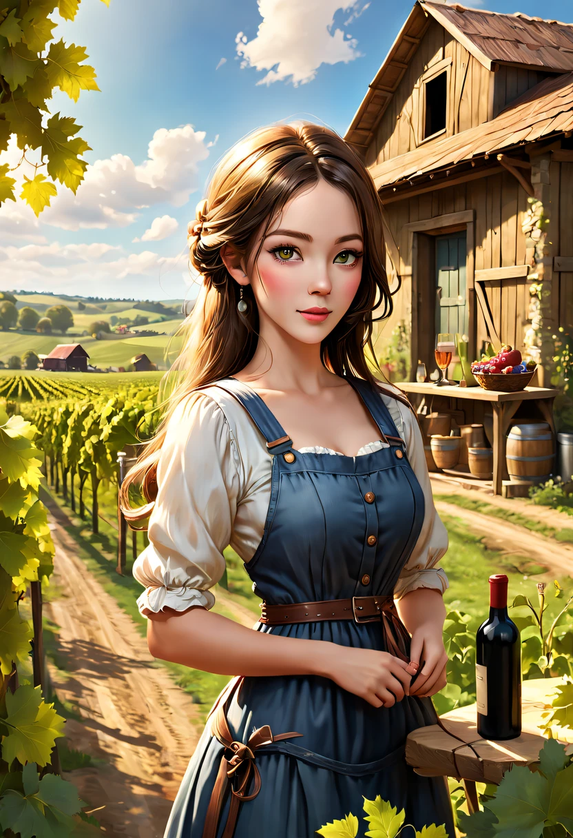 Farm life，Farm building，Farm life, country style, Farm Girl, Barrel quality comes first, tmasterpiece, Representative Works, offcial art, professional, Unity8k wallpaper:1.3)