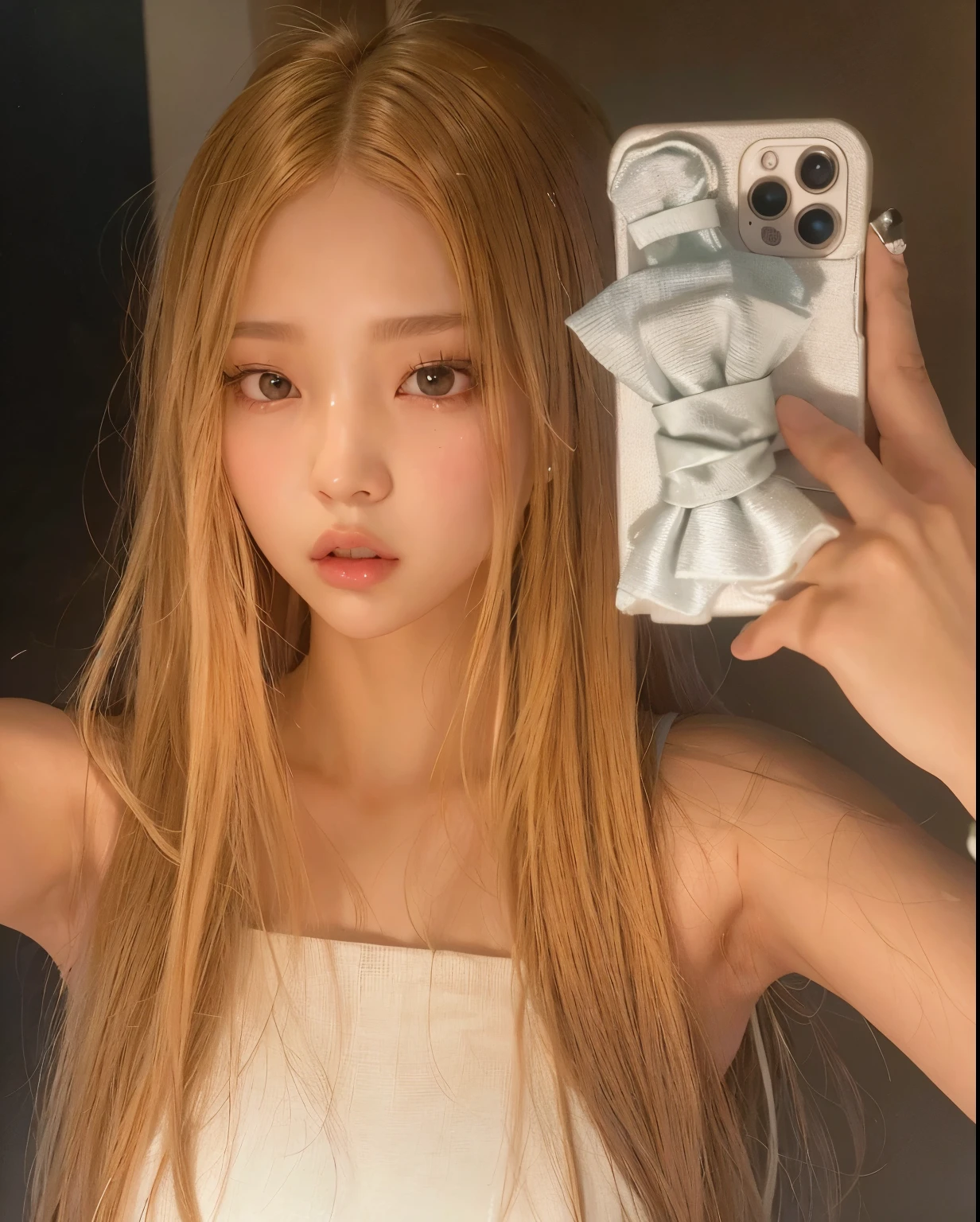 There's a girl who's taking a selfie with her cell phone, Parque Roseanne de Blackpink, Jossi de Blackpink, Blackpink Jennie, Lalisa Manobal, Lalisa Manoban de Blackpink, Cl, portrait of Jossi de Blackpink, Jaeyeon Nam, Heonhwa Choe, Taejune Kim, con pelo largo blanco, Sun Yunjoo