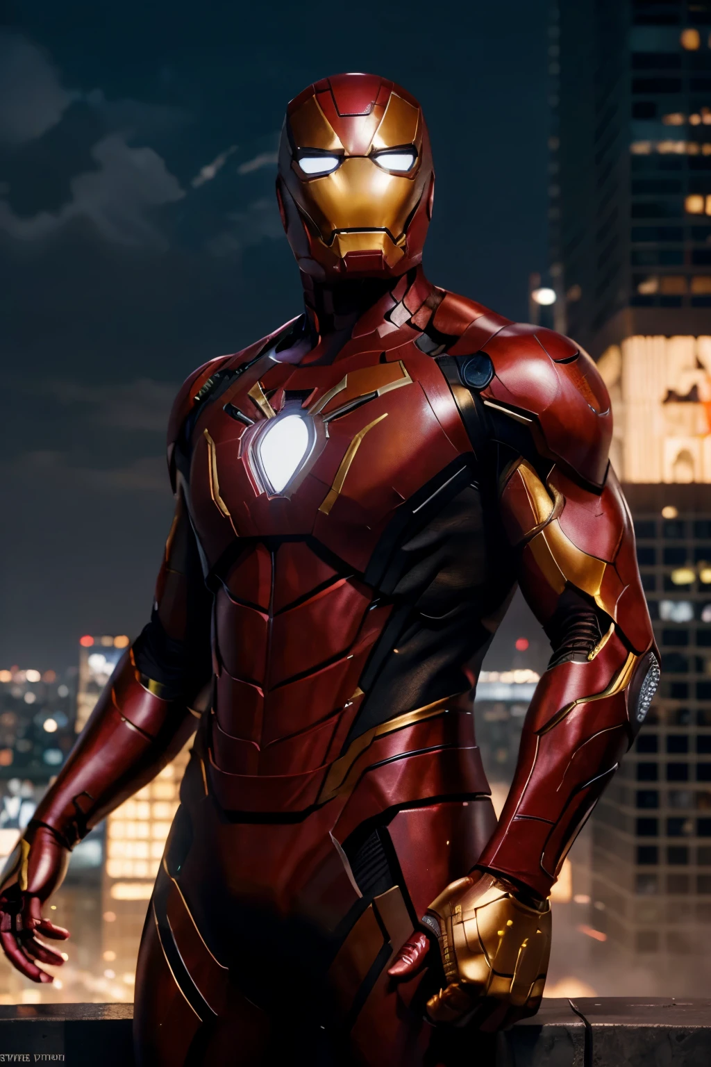 Spider Man, Iron Man,illustration,high detailed,4k,smooth background,camera focus,muscular,no face,concept art,character only black and gold color,8k ultra realistic,cinematic style, city on background