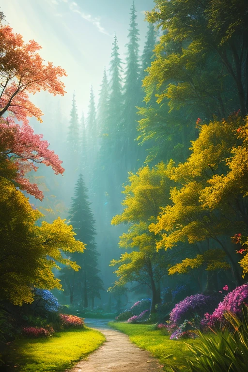 masterpiece, best quality, high quality,extremely detailed CG unity 8k wallpaper, An enchanting and dreamy scene of a fantasy forest, with towering trees, glowing mushrooms, and hidden fairy glens, creating a sense of mystique and enchantment, artstation, digital illustration, intricate, trending, pastel colors, oil paiting, award winning photography, Bokeh, Depth of Field, HDR, bloom, Chromatic Aberration ,Photorealistic,extremely detailed, trending on artstation, trending on CGsociety, Intricate, High Detail, dramatic, art by midjourney