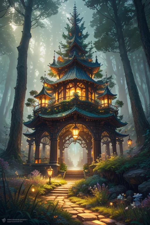 masterpiece, best quality, high quality,extremely detailed CG unity 8k wallpaper, An enchanting and dreamy scene of a fantasy forest, with towering trees, glowing mushrooms, and hidden fairy glens, creating a sense of mystique and enchantment, artstation, digital illustration, intricate, trending, pastel colors, oil paiting, award winning photography, Bokeh, Depth of Field, HDR, bloom, Chromatic Aberration ,Photorealistic,extremely detailed, trending on artstation, trending on CGsociety, Intricate, High Detail, dramatic, art by midjourney