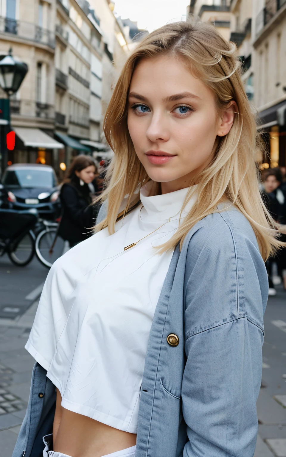 beautiful woman, blonde, blue eyes, paris, modern fashion