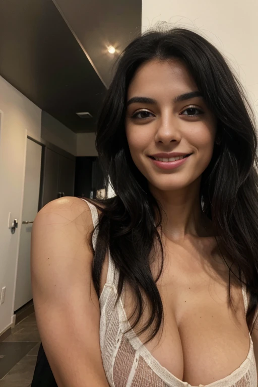 28 years old Italian model, black hairs, mujer sexy, smiling, home, teets.