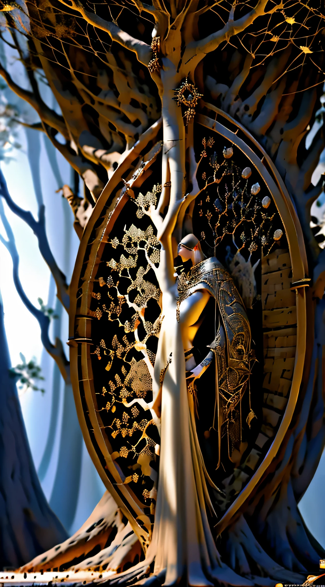 The medallion buried in the roots of the tree and the scene where Alara creates a protection shield with ancient talismans.