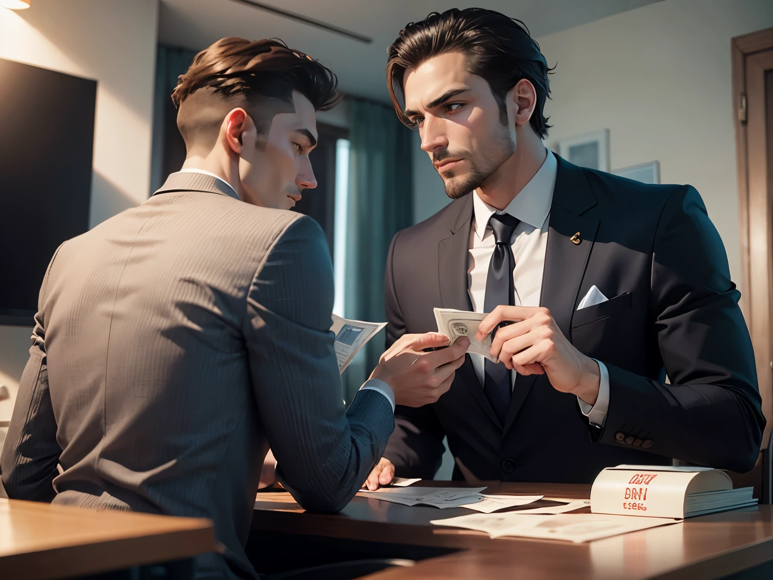 a modern man takes money from another man