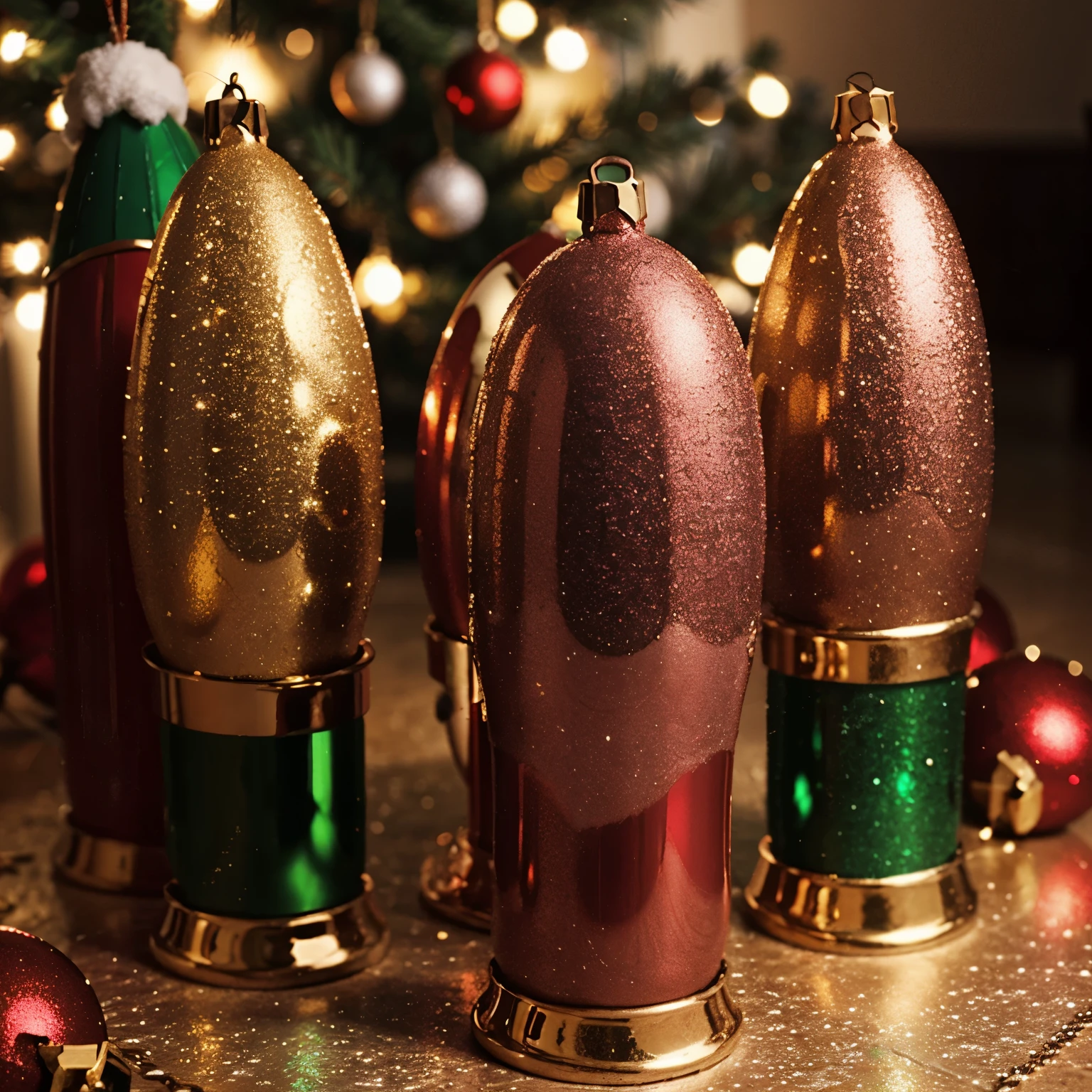 dildo made of christmas ornaments, ultra realistic