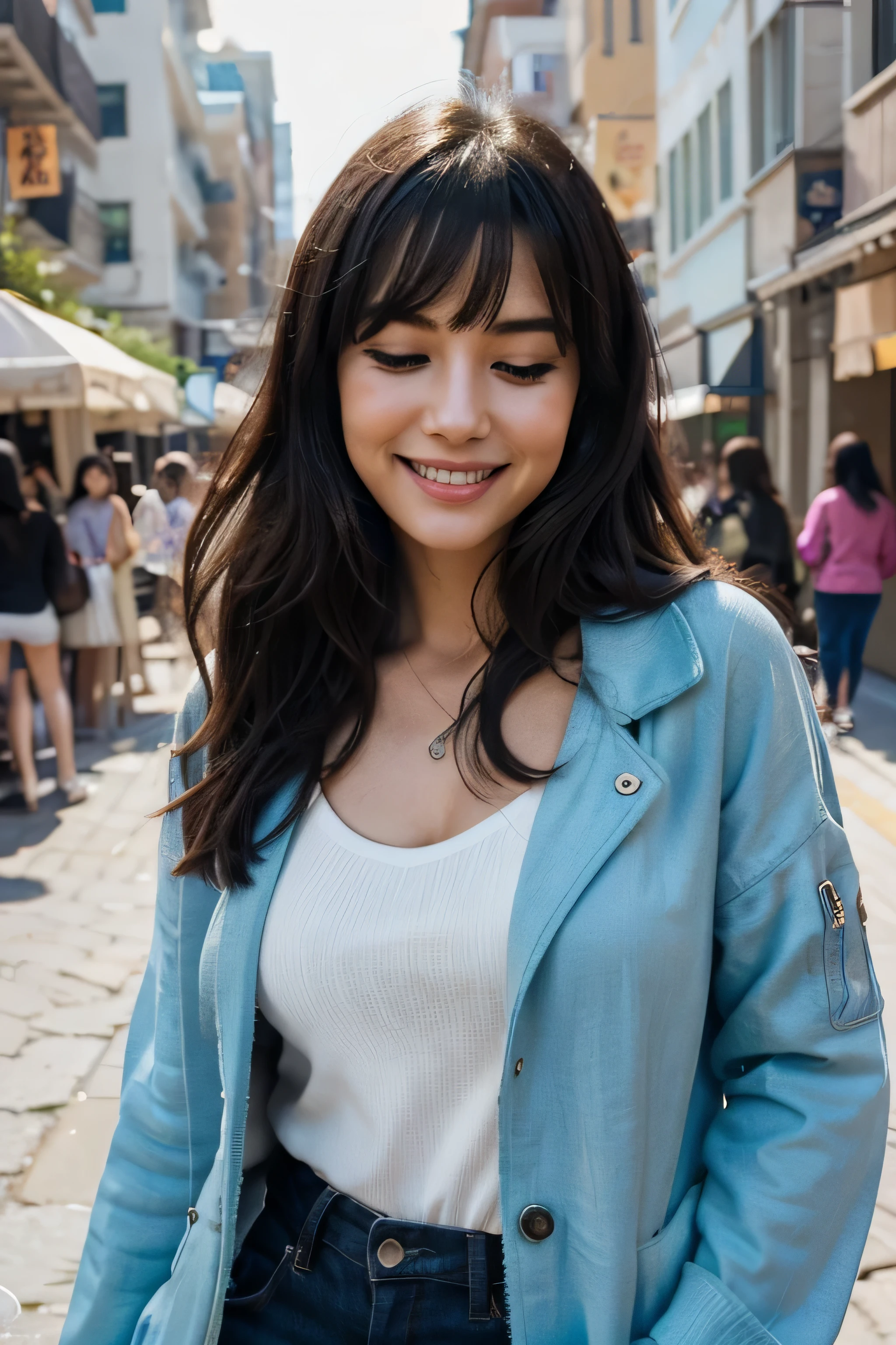A very cute woman, with extreme beauty and an extremely nice body and extreme cuteness, dark hair, fringe hairstyle, she playfully smiles and mocks fans with her cuteness. The perfect smile, closed eyes, smiling like a korean girl, dressed in Hippie Knit Jacket
In a scene of undeniable allure, the cute woman captivates with her extreme beauty and playful demeanor. Her dark hair, styled with a fringe, frames features accentuated by the perfect smile and sparkling eyes. Mocking fans with playful charm, she adds an element of delightful mischief to the atmosphere. Dressed in a dressed in Hippie Knit Jacket , her fashion choice injects a pop of vibrant color into the scene. The expert lens of Steven Klein captures this enchanting moment using a Canon EOS-1D X Mark III with a 50mm lens. The lighting, a fusion of natural and studio lighting, enhances the woman's beauty and radiance. This award-winning photograph boasts 8K, Ultra-HD, Super-Resolution quality. --v 5 --q 2, ((
2137045316))