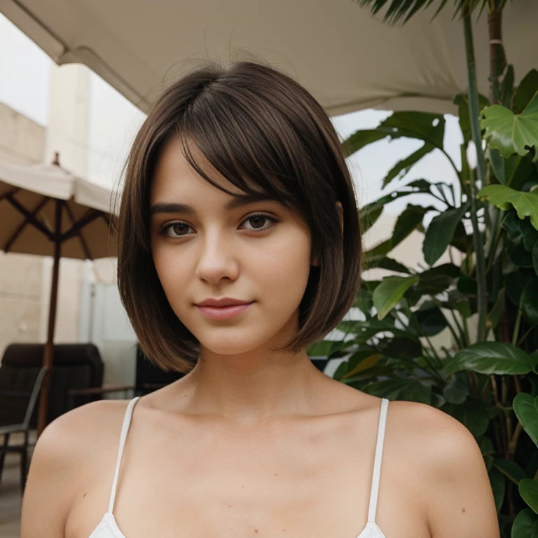 Aan 23 years old girl with babe hair cut