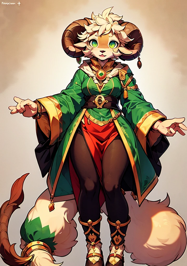 beste-Qualit, super detailed illustration, (Sheep Girl: 1,5), brown fur, malachite eyes ,Full-length, topquality, the anime, the perfect body, fantasy clothes