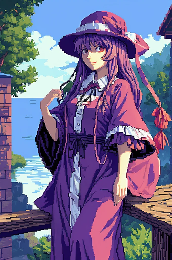 Pixel art, Patchouli Knowledge (Touhou), looking at viewer