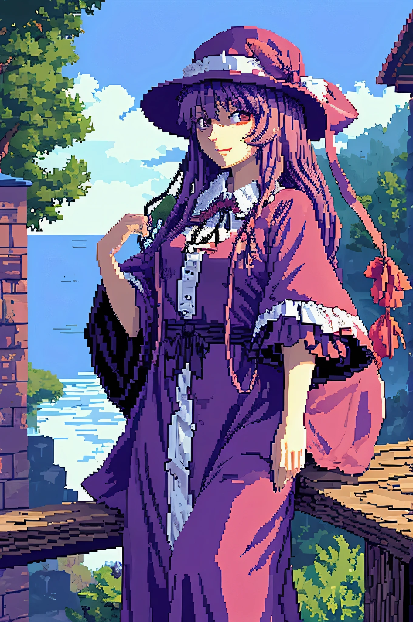 Pixel art, Patchouli Knowledge (Touhou), looking at viewer