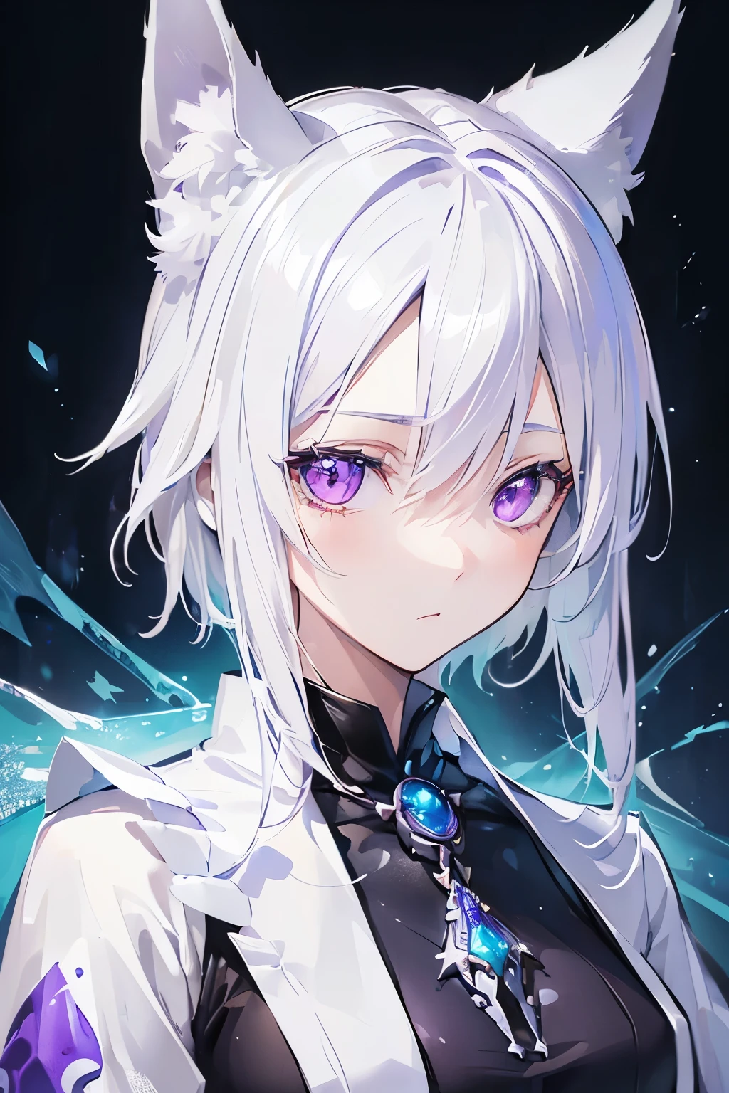 (Photoreal Stick:1.5), (masutepiece:1.5), (top-quality), (animal ears), white hair, violet eyes, (ultra-detailed), (more_details:1.5), glowify, worldofice, frozen, frosty, cool style