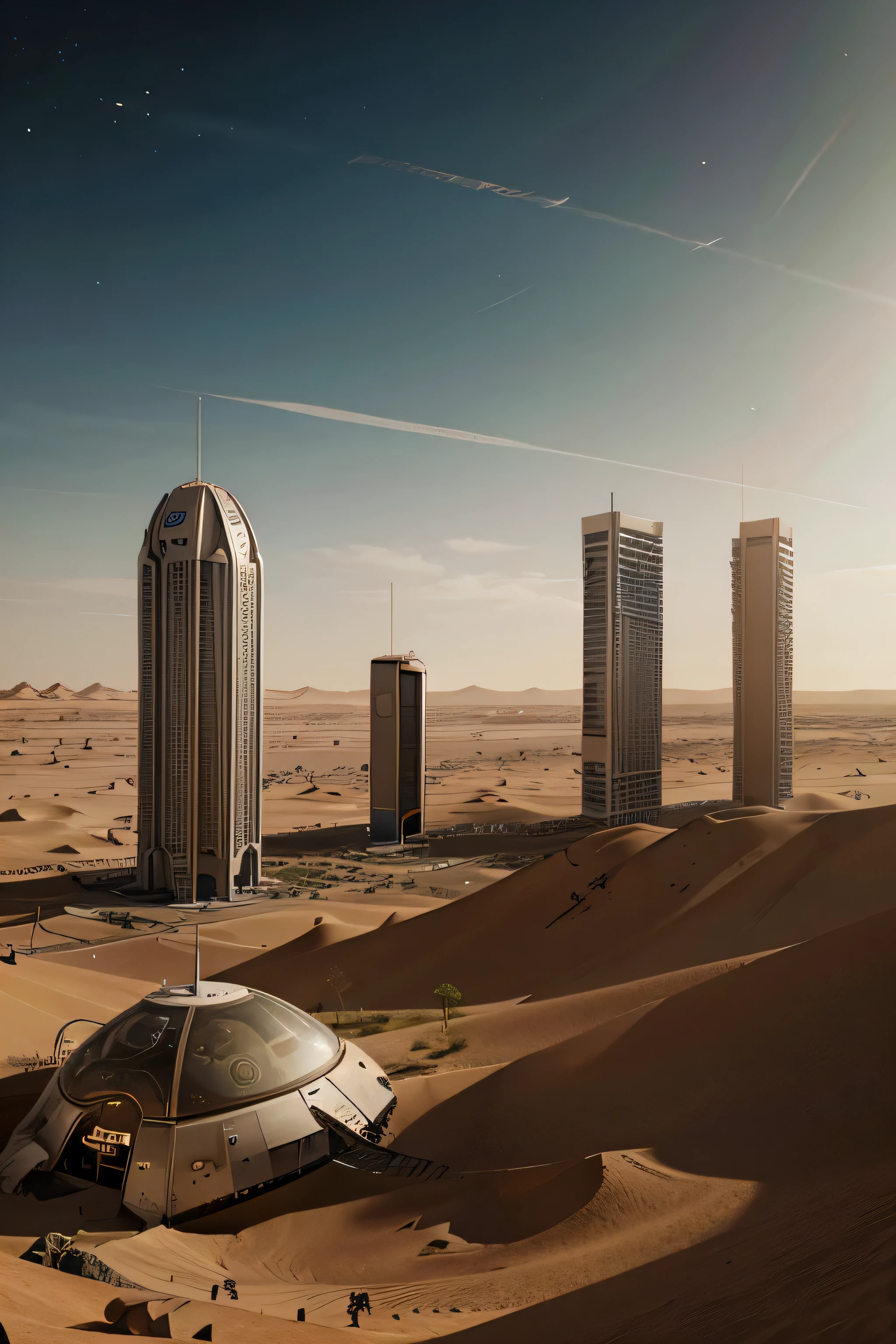 crie um cidade futuristica em marte com poucos habitantes
