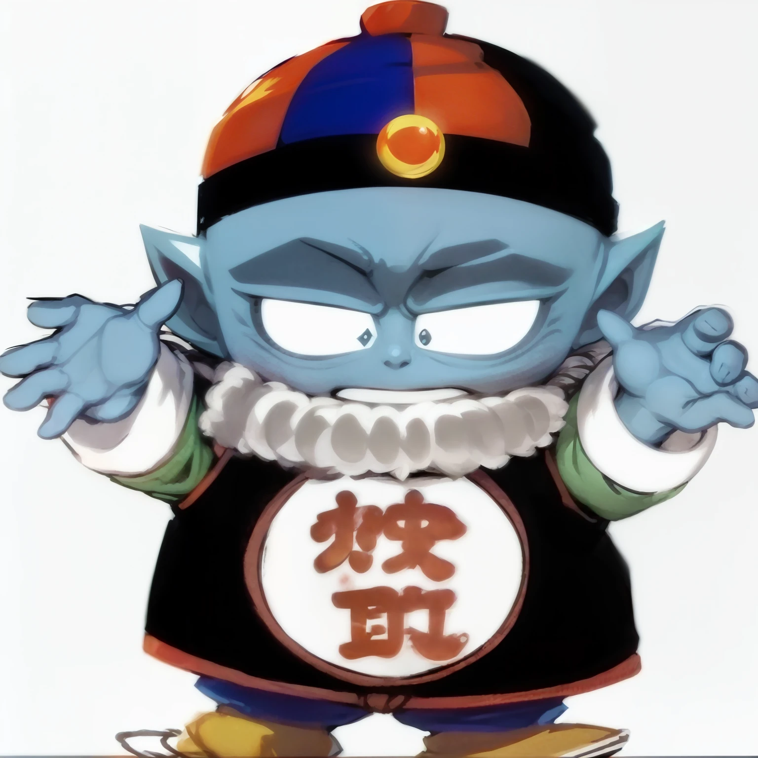 a figure wearing a hat and shirt, Character Dragon Ball, Dragon Ball concept art, japanese mascot, Akira Toriyama风格, Tekken kink, 人物, dragonball style, Inspired by:《Qiu Wen Tianjiang》, dragon ball artstyle, Inspired by the article, Akira Toriyama